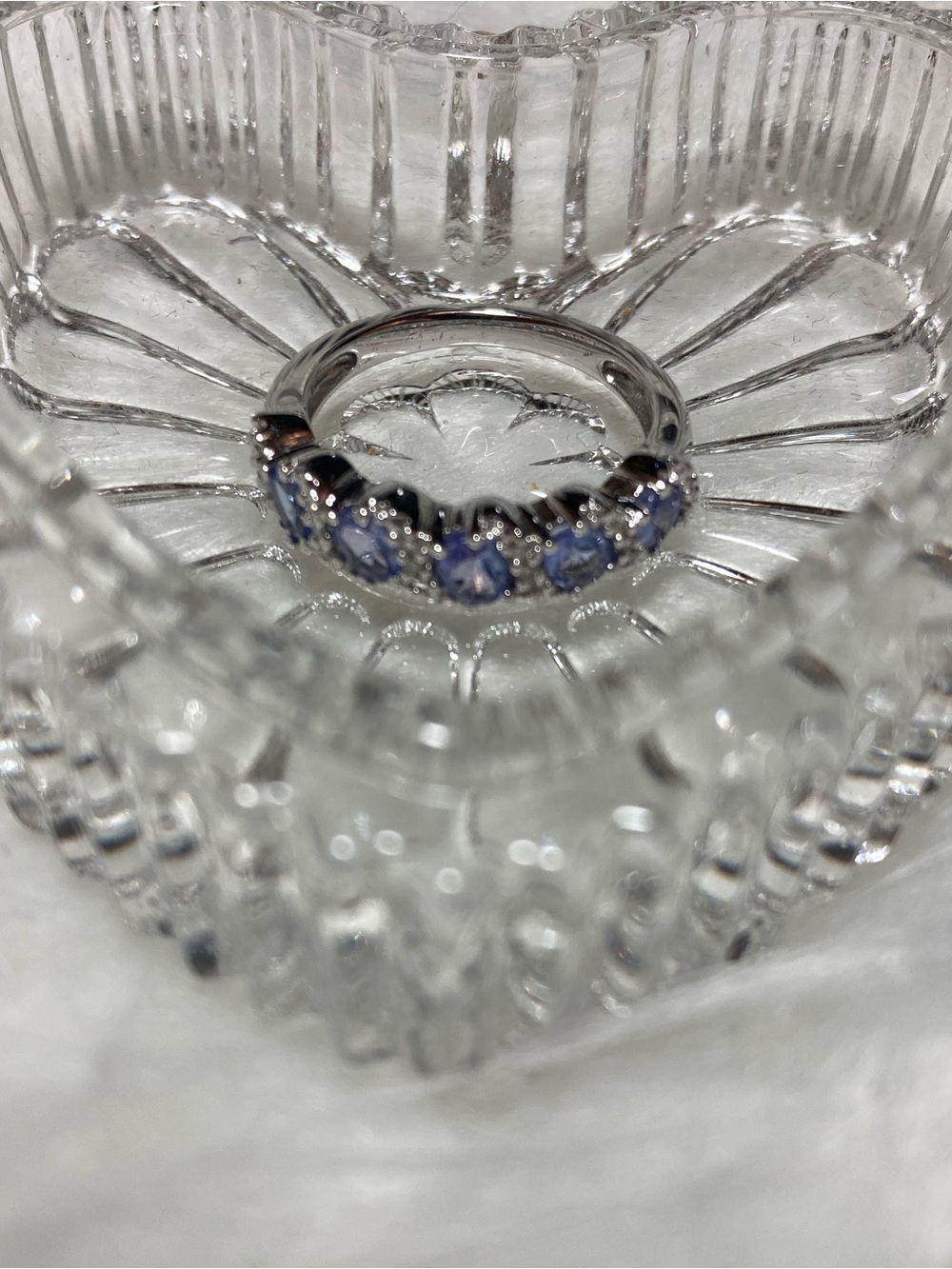 Sterling Silver Band with purple Gemstone Accents
